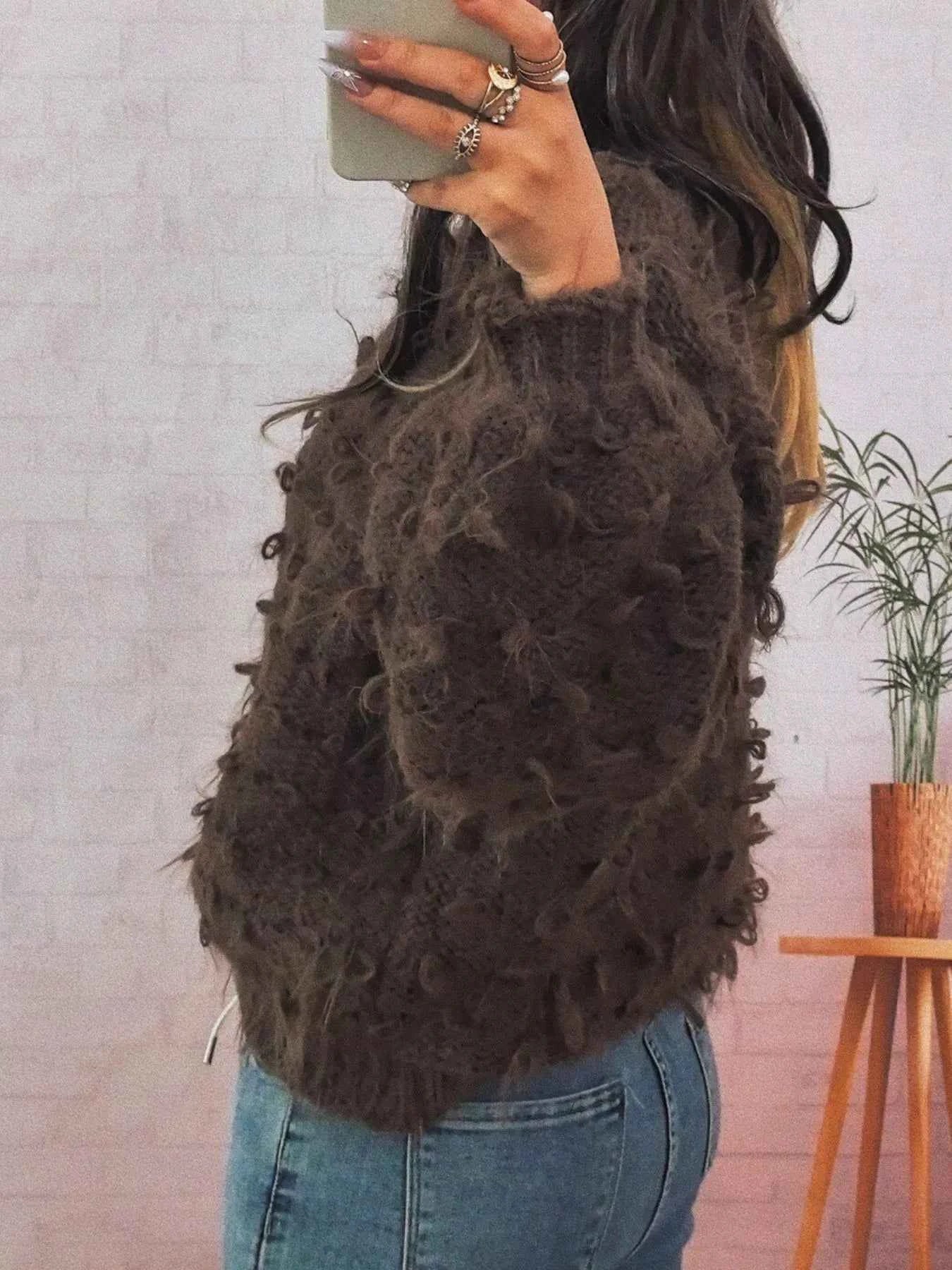 Chunky Round Neck Long Sleeve Sweater
