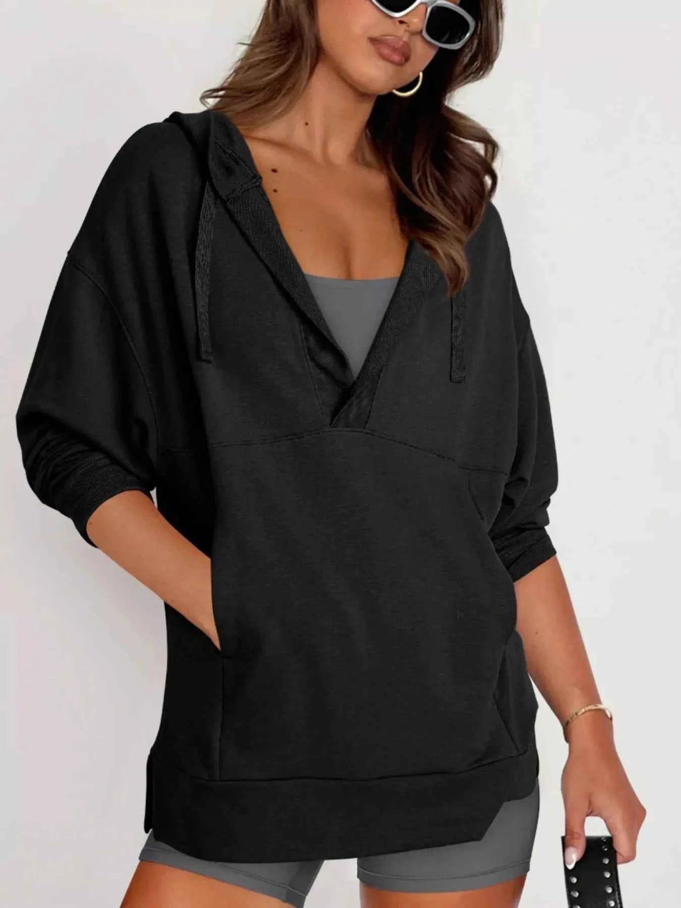 Drawstring Kangaroo Pocket Long Sleeve Hoodie