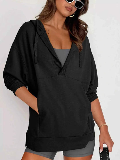 Drawstring Kangaroo Pocket Long Sleeve Hoodie
