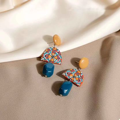 Geometric Pattern Drop Earrings