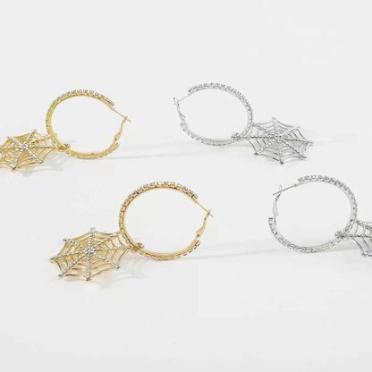 Halloween Spider Web Dangle Hoop Earrings