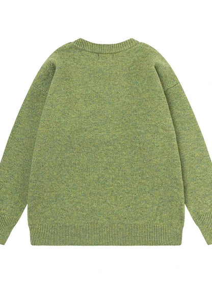 Men's Letter Ribbed Hem Round Neck Sweater