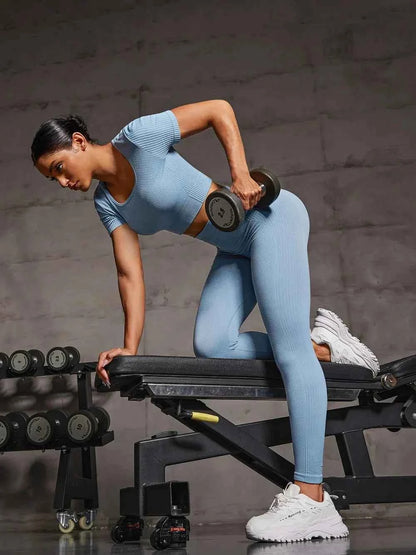 Round Neck Short Sleeve Top and Leggings Active Set