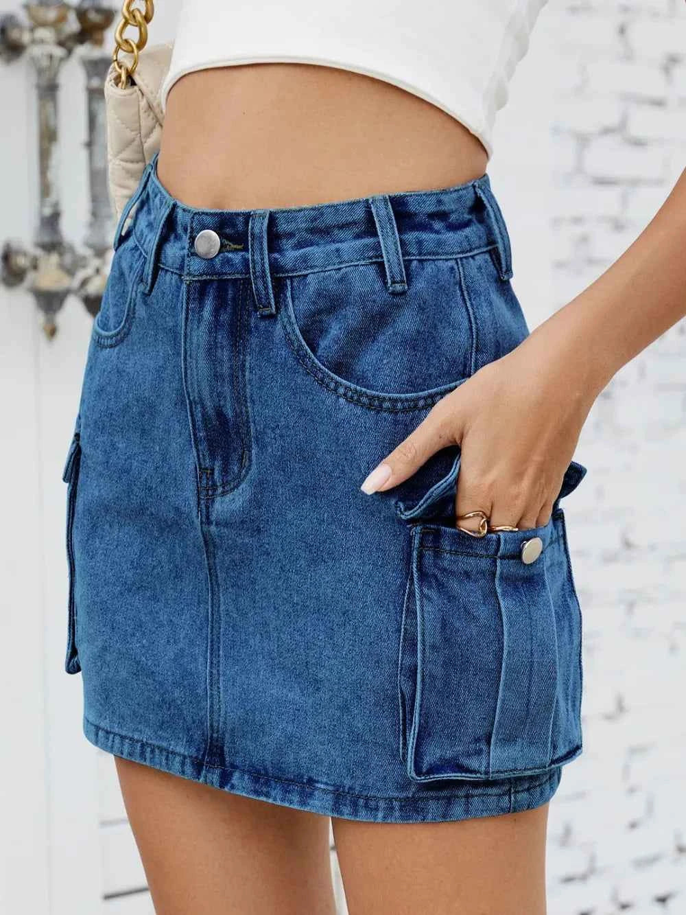 Cargo Denim Skirt