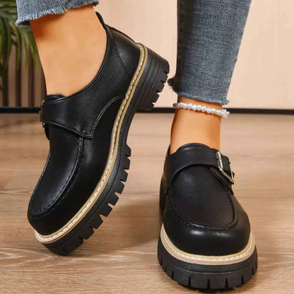 Round Toe Buckle Loafers
