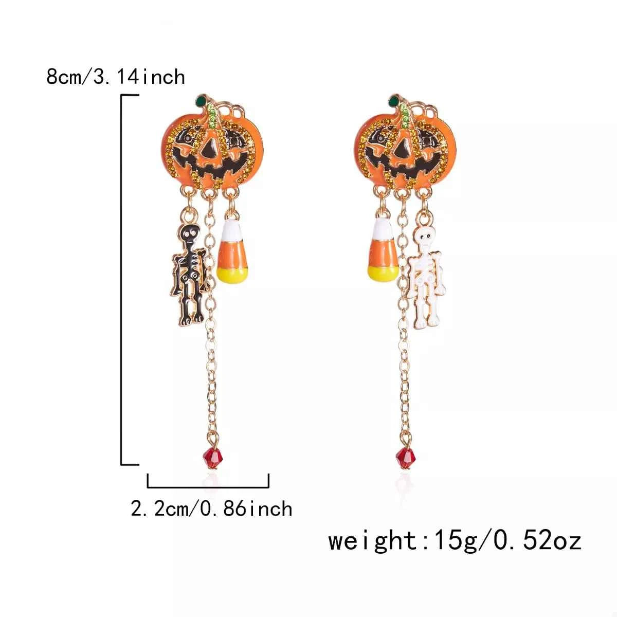 Halloween Pumpkin Drop Chain Earrings