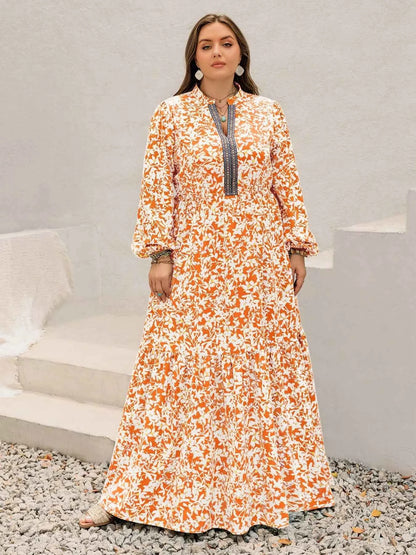 Plus Size Boho Floral Print Maxi Dress