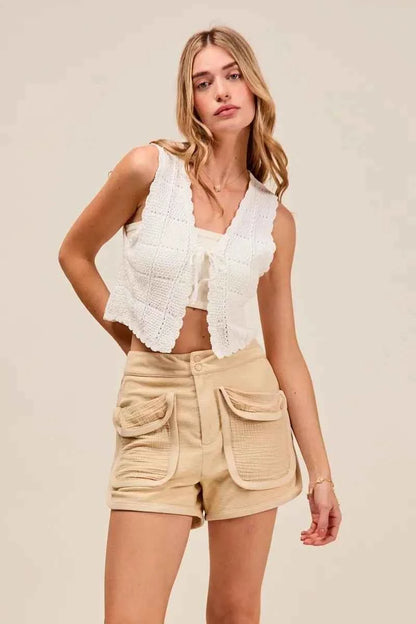 SO ME Mineral Washed Terry High Rise Cargo Shorts