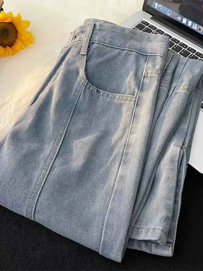 Men's Full Size Distressed Wide Leg Jeans Plus Size