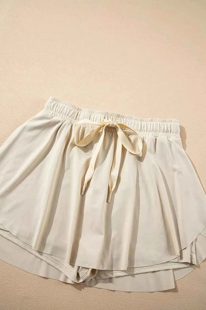 Drawstring High Waist Lined Active Skorts