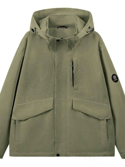 Men's Full Size Long Sleeve Hooded Windbreaker Jacket Plus Size