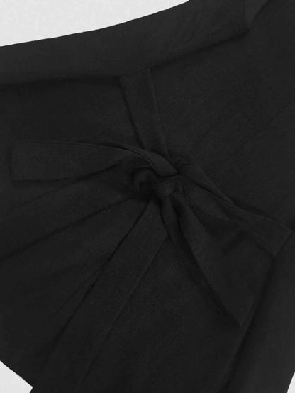 V-Neck Button Detail Vest and Skirt Two-Piece Set