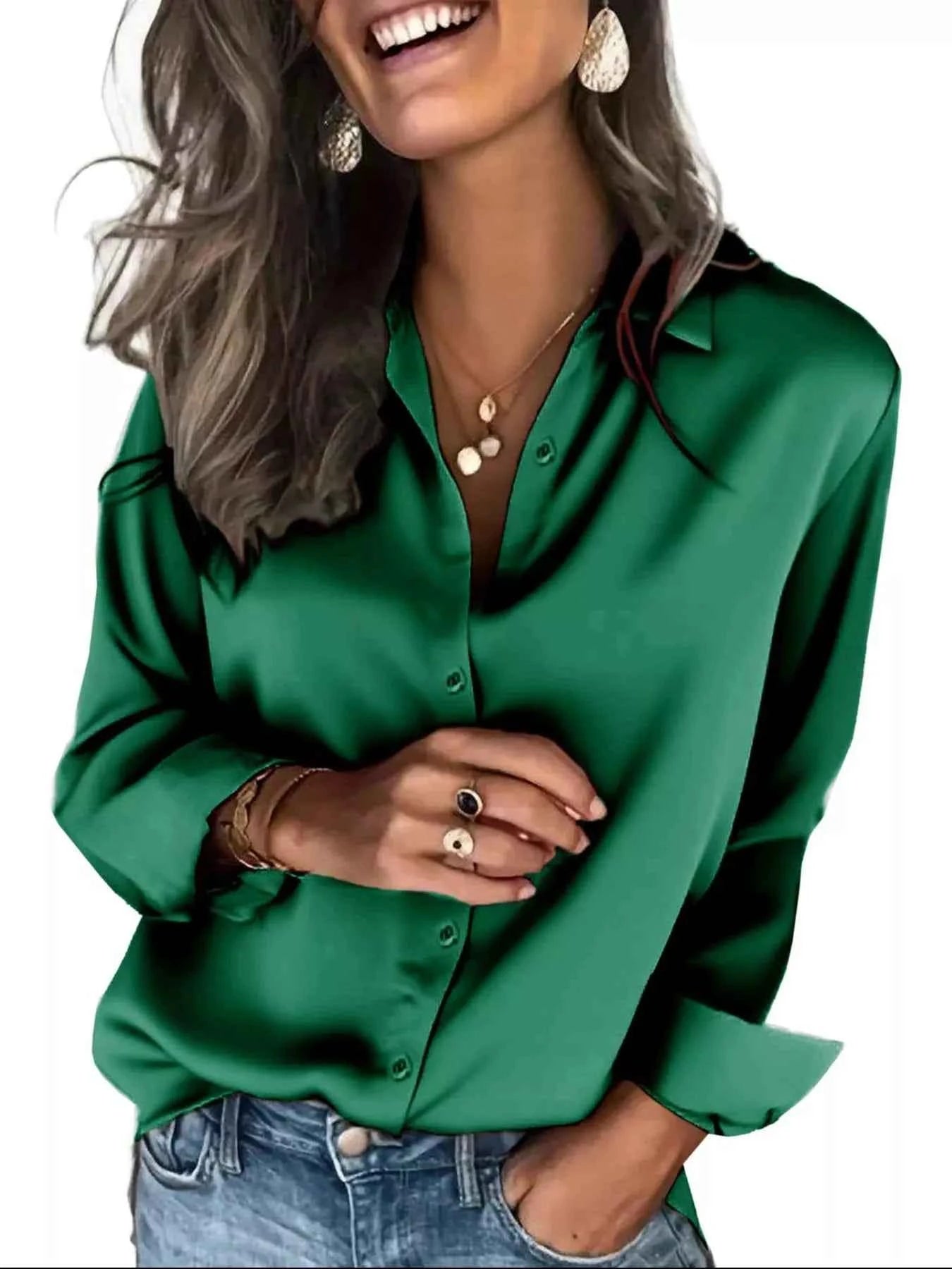 Satin Button-Down Shirt