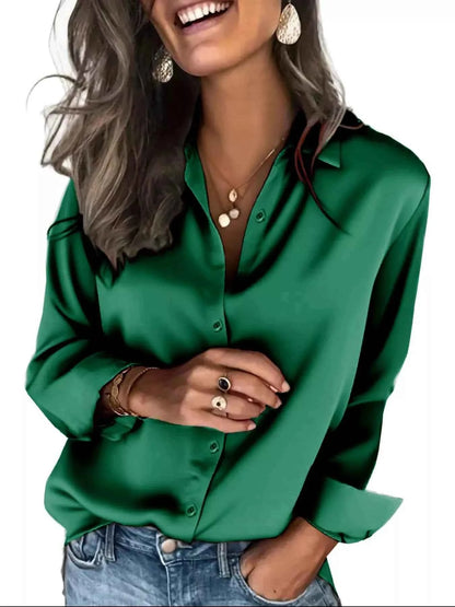 Satin Button-Down Shirt