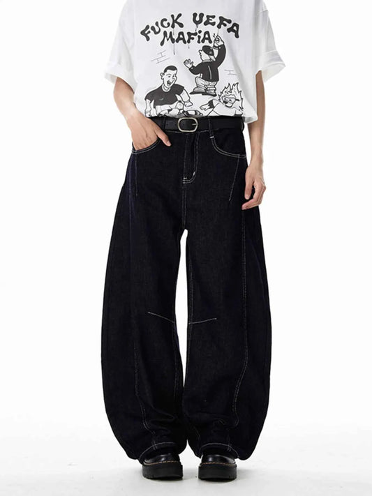 Men's Wide Leg Washed Baggy Jeans