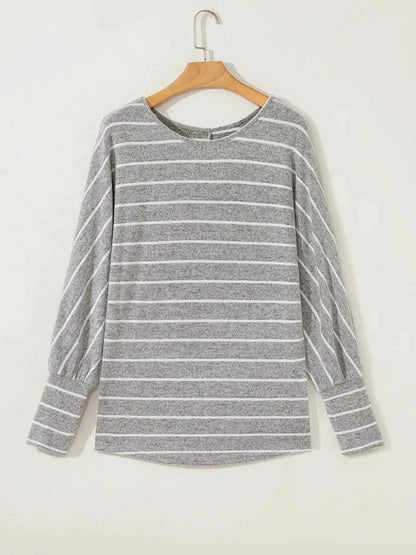 Stripe Dolman Sleeve Drop Shoulder Top