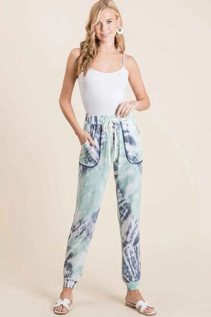 BiBi Tie Dye French Terry Casual Sweat Pants