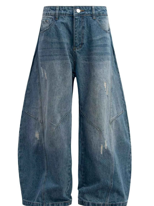 Men's Distressed Wide Leg Baggy Jeans