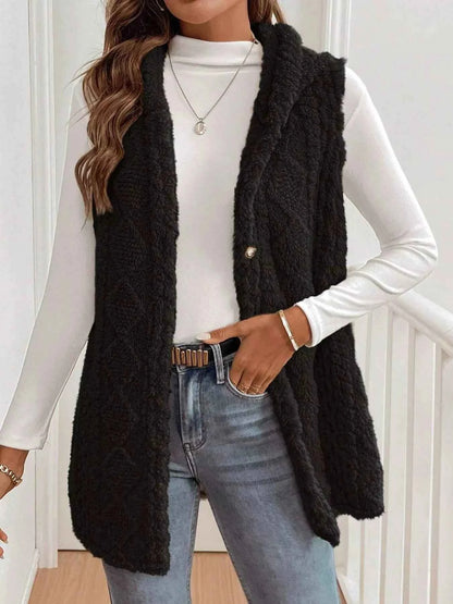 Cozy Sherpa Fleece Hooded Vest Coat