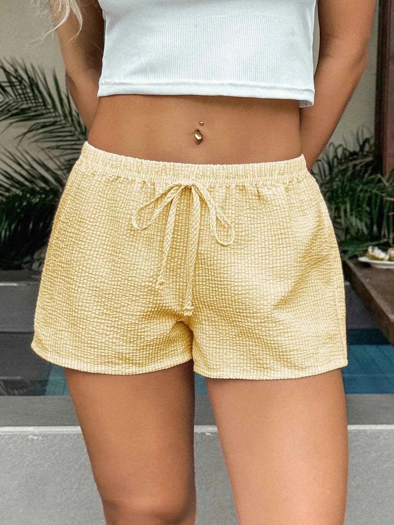 Textured Drawstring Comfort Shorts