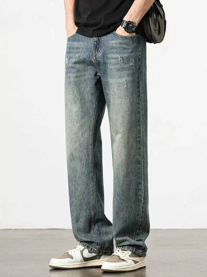 Men's Washed Wide Leg Jeans
