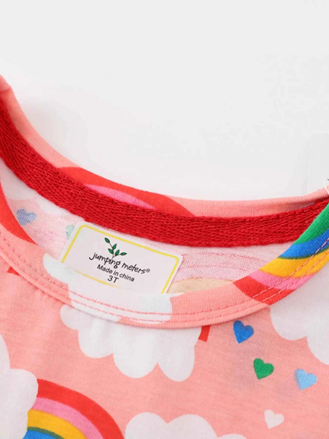 Children's Rainbow Print Short Sleeve Casual Dress