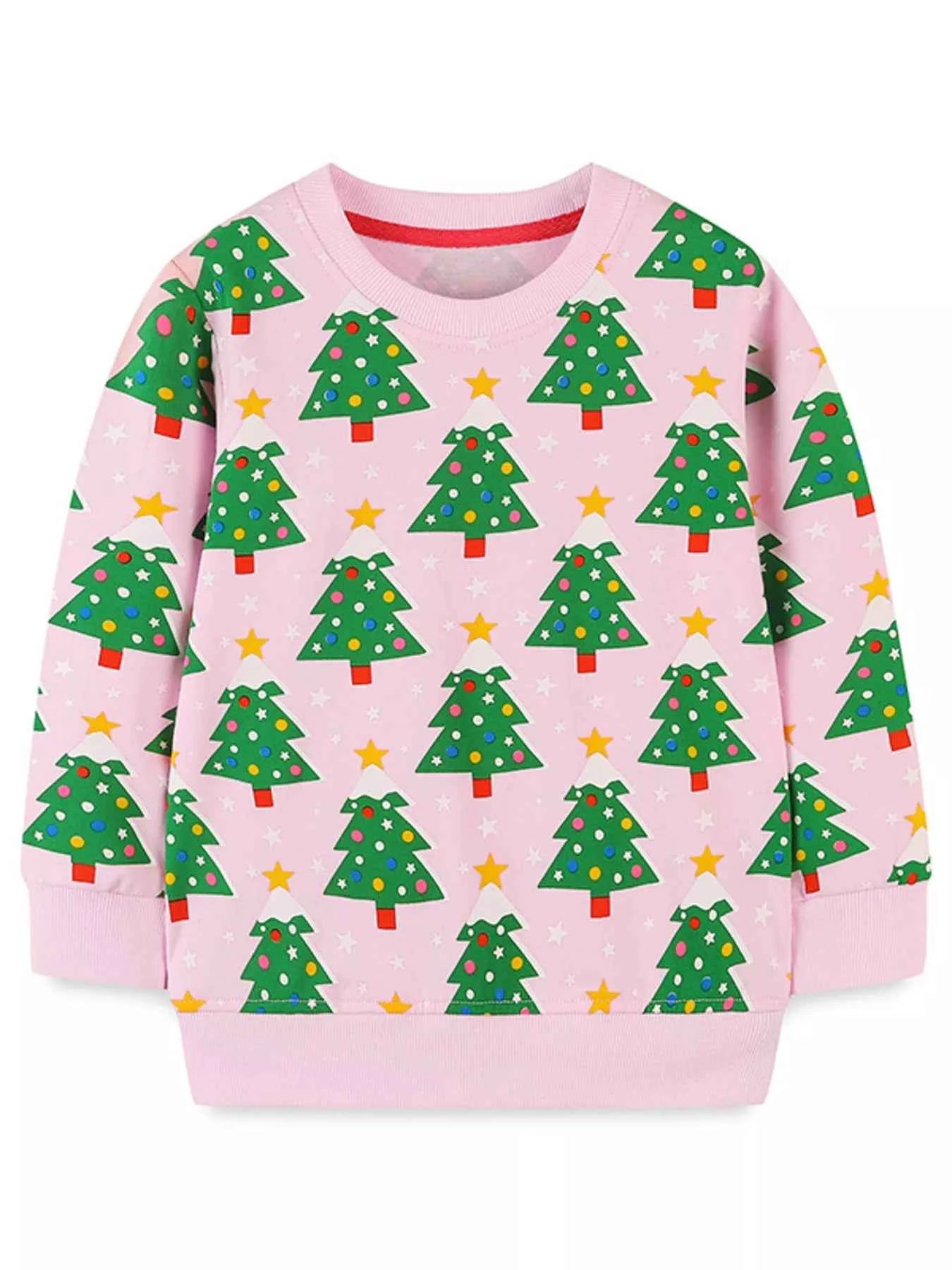 Children's Christmas Tree Print Crewneck Sweatshirt