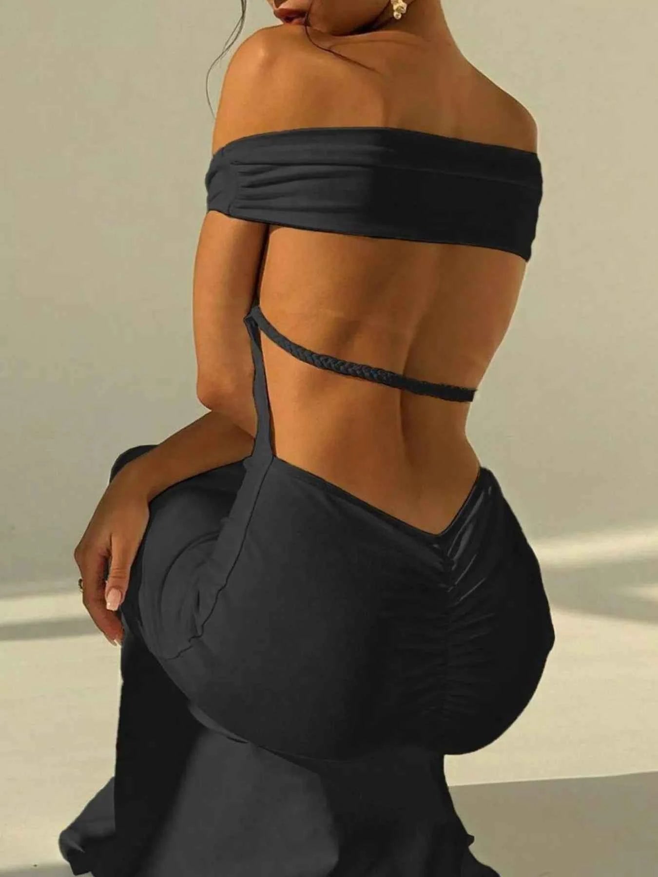 Backless Off-Shoulder Bodycon Mermaid Maxi Dress