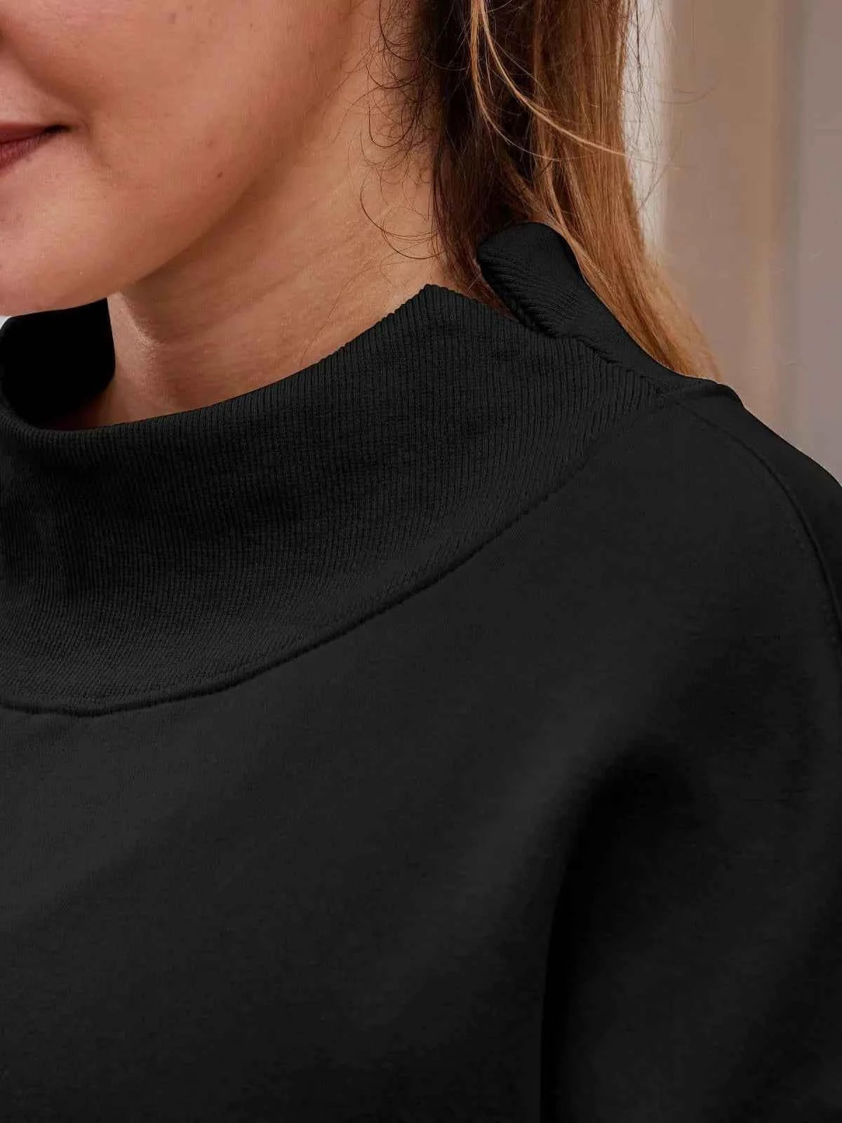 Mock Neck Dropped Shoulder Sweatshirt