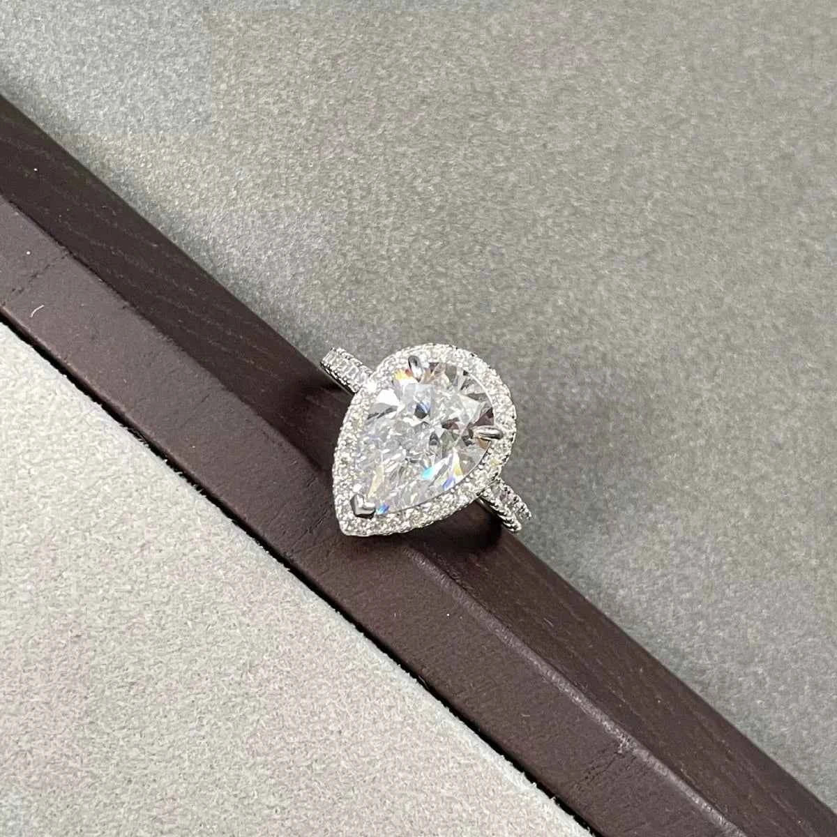 4 Carat 925 Sterling Silver Moissanite Teardrop Ring