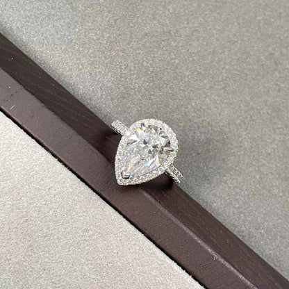 4 Carat 925 Sterling Silver Moissanite Teardrop Ring