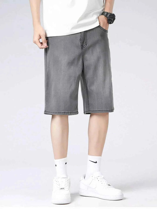 Men's Loose Fit Washed Denim Shorts