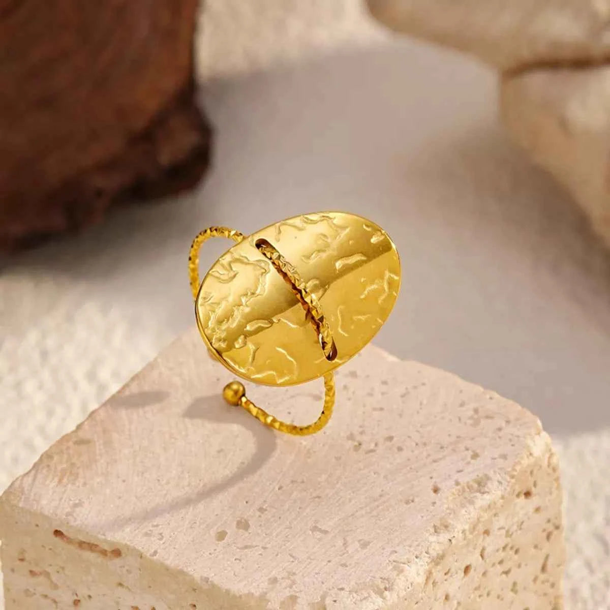 Hammered Disc Open Ring