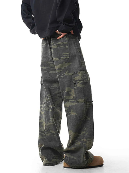 Men's Wide Leg Camouflage Cargo Pants