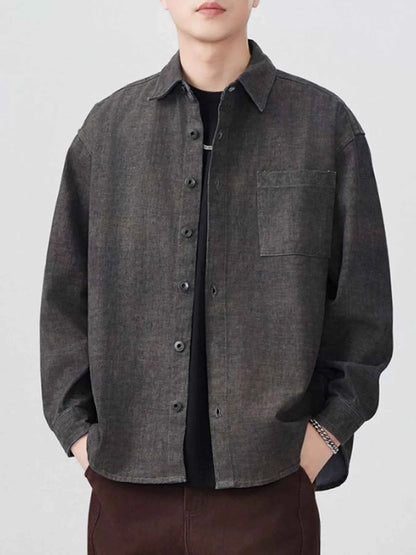 Men's Plus Size Button Up Long Sleeve Shirt