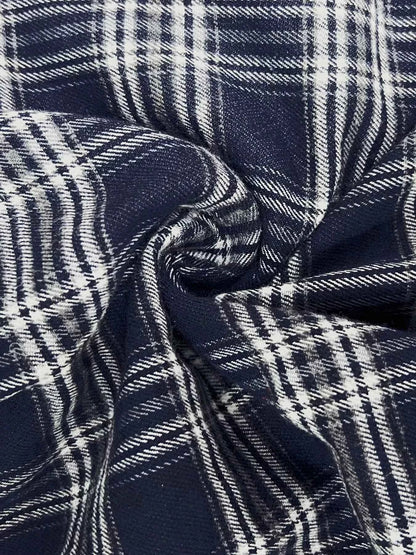 Plaid Drawstring Wide Leg Pants