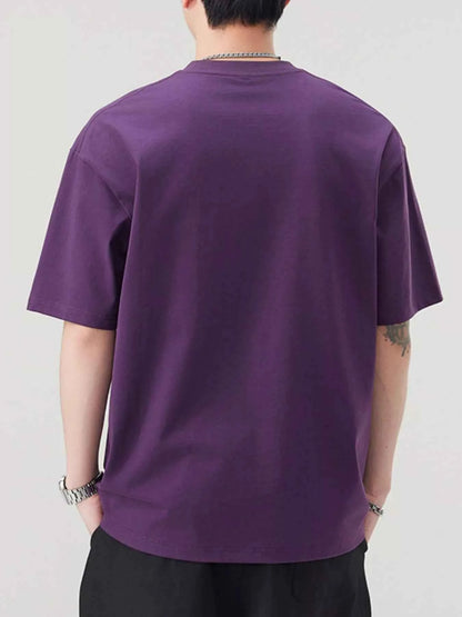 Men's Plus Size Letter Round Neck Short Sleeve T-Shirt