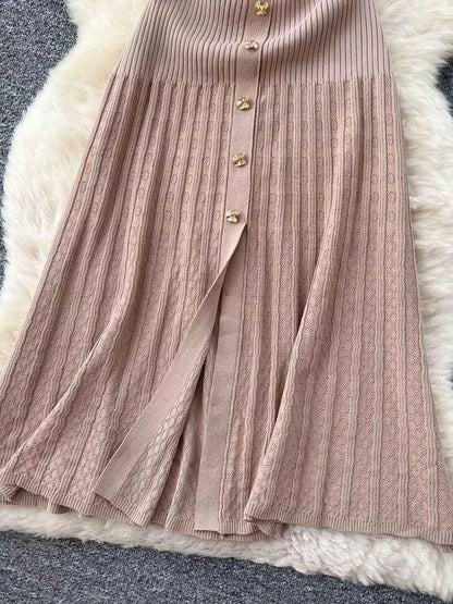 Button Front Short Sleeve Knit Dress