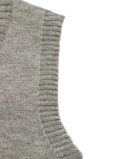 V-Neck Vest and Skirt Knit Set