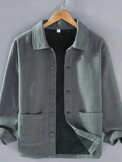 Men's Plus Size Button Up Long Sleeve Shacket