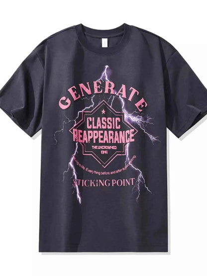 Men's Plus Size Letter Round Neck Half Sleeve T-Shirt