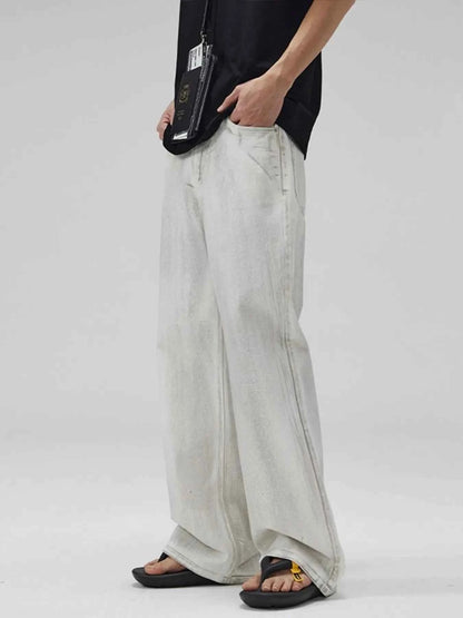 Men's Full Size Washed Wide Leg Jeans Plus Size