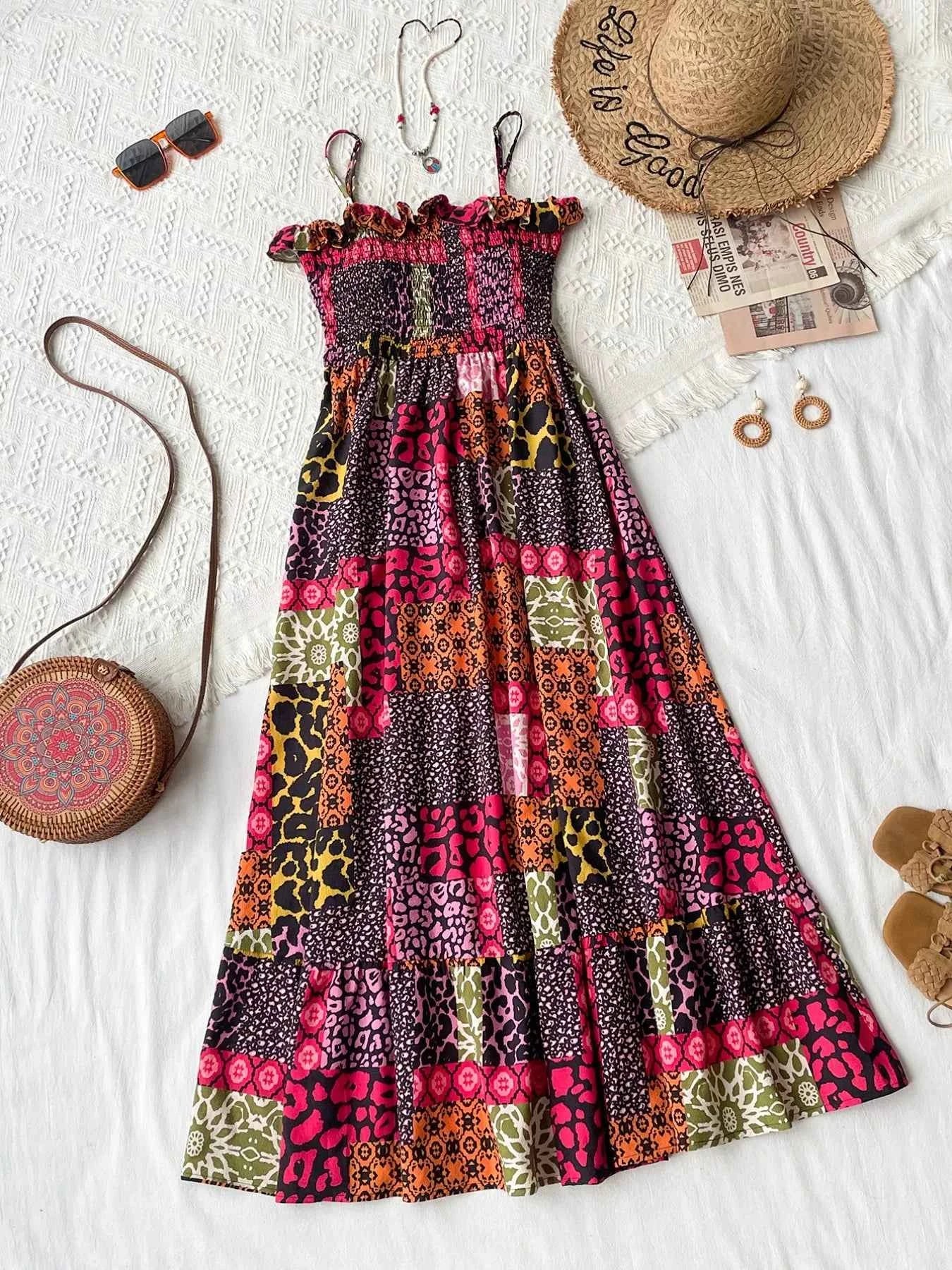 Smocked Leopard Cami Dress