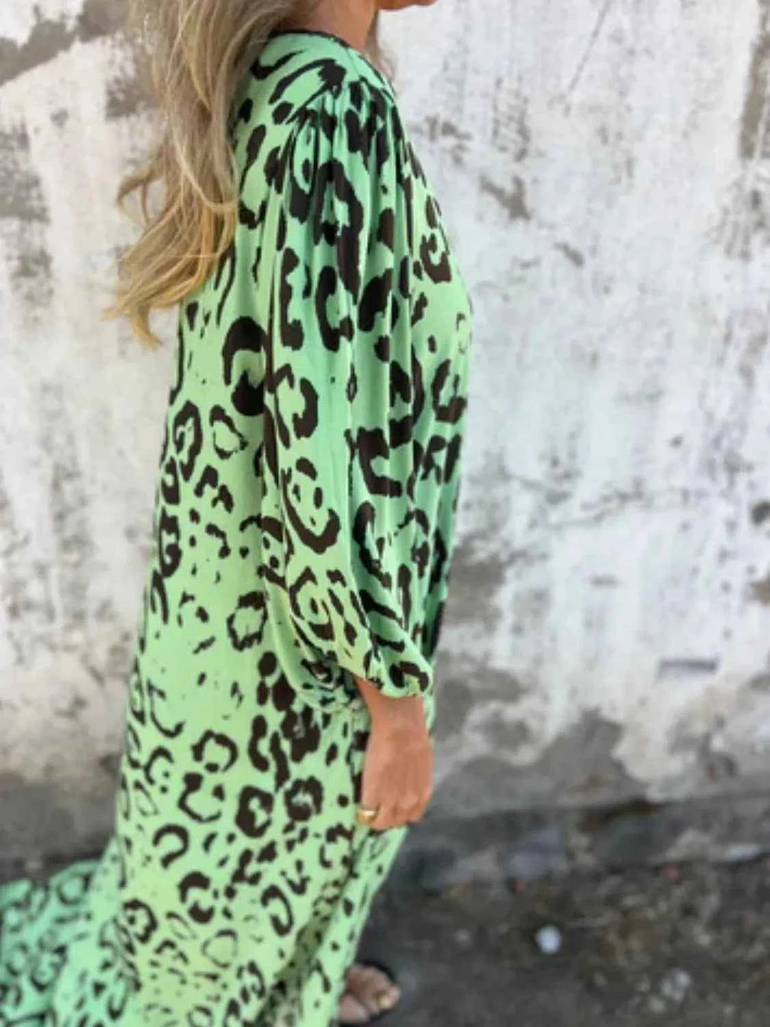 Full Size Printed V-Neck Dress with Pockets Plus Size