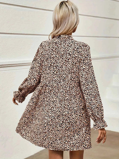 Notched Flounce Sleeve Mini Dress