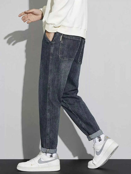 Men's Washed Relaxed Fit Cuffed Jeans
