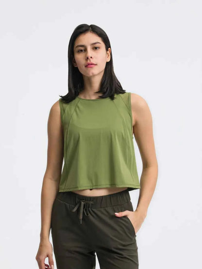 Millennia Round Neck Cropped Active Tank