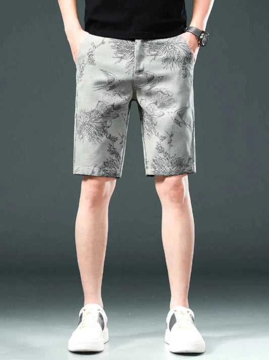 Men's Tropical Palm Print Casual Shorts