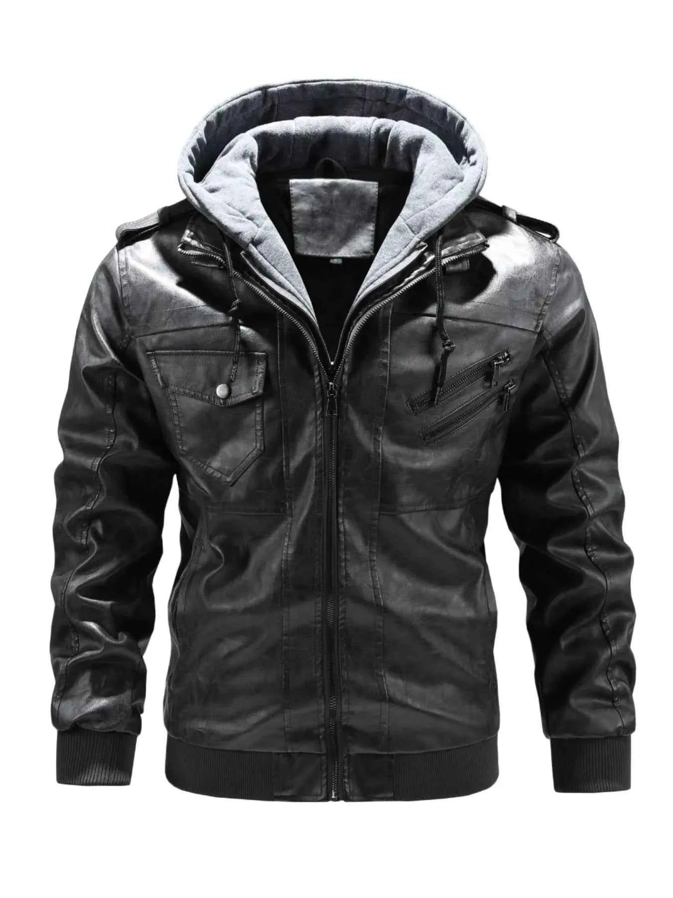 Men's Full Size Zip Up Drawstring Hooded Jacket Plus Size