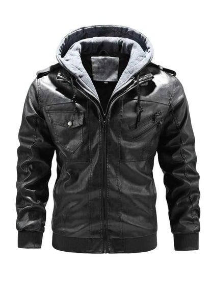 Men's Full Size Zip Up Drawstring Hooded Jacket Plus Size